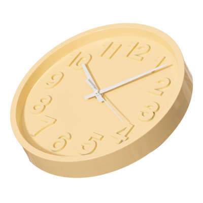  12-inch Modern Minimalist Round Plastic Wall Clock Beige Dial With Bold Arabic Numerals Analog Display Step Movement Easy-to-read Timepiece For Living Room Kitchen Office Bedroom Wall Decor