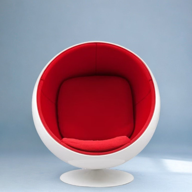 Kamyla Upholstered Ball Lounge Chair, Red Polyester Blend
