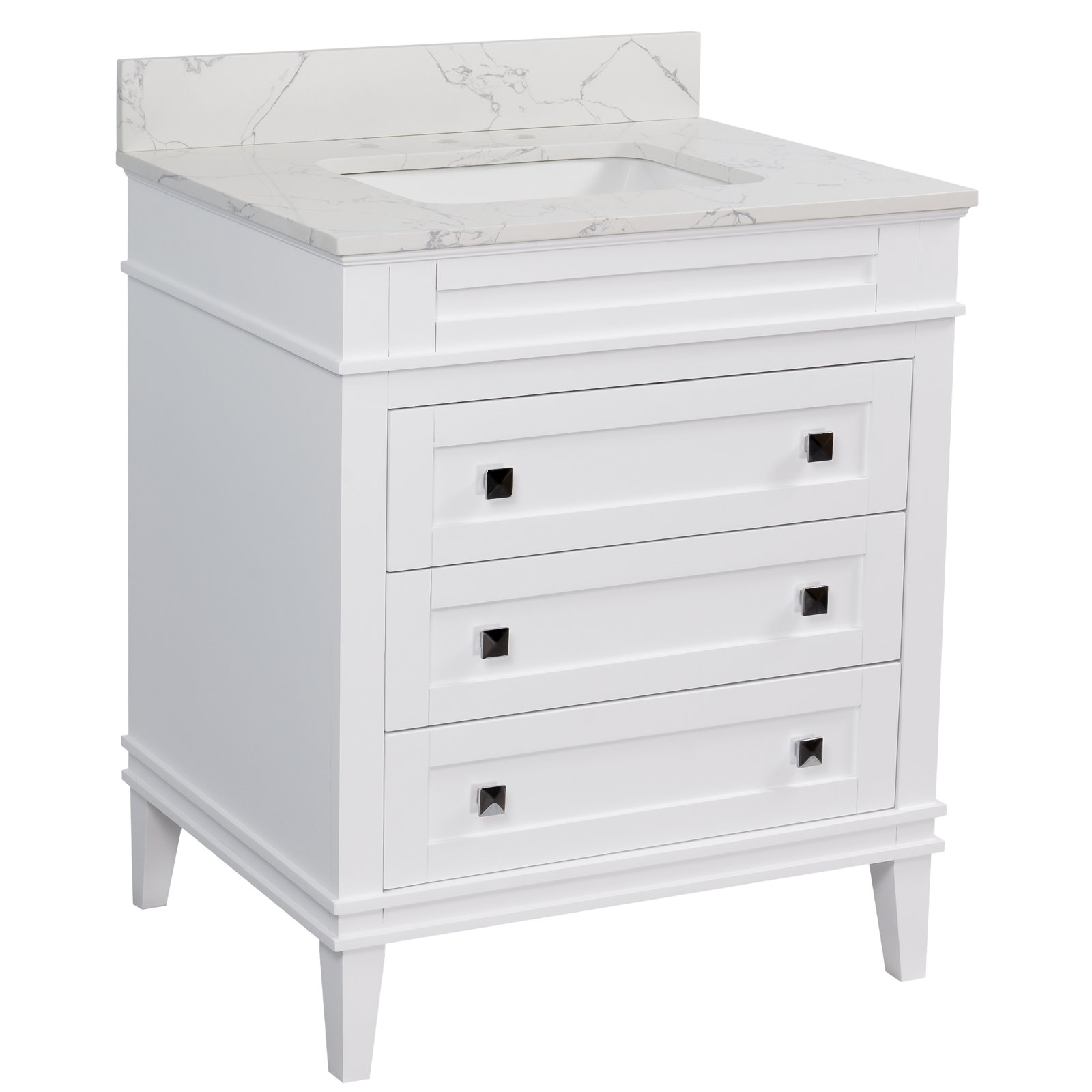 Frankfurt 30'' Single Bathroom Vanity, White, Engineered Marble