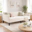 Lit de jour simple Ely avec dossier capitonné, revêtement en velours beige côtelé