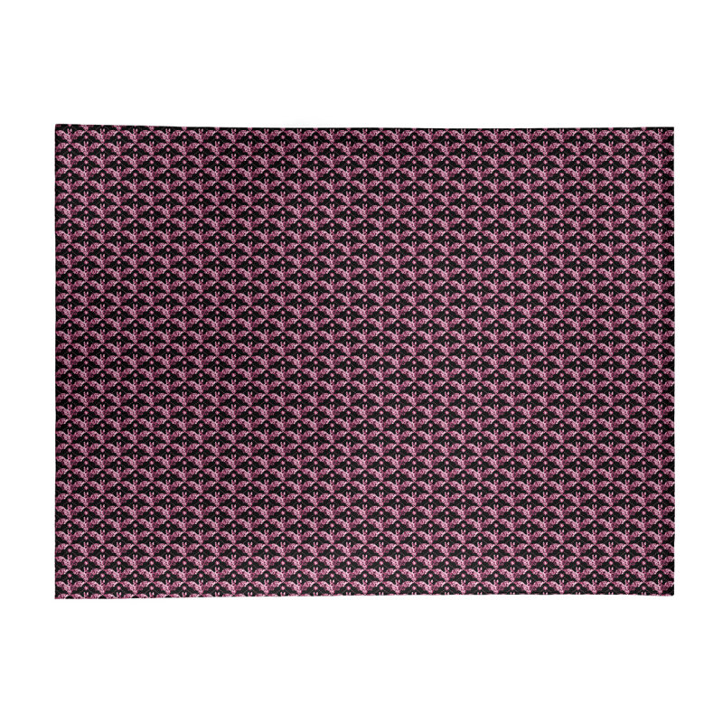 Tapis de salle rose floral, Rectangle 9 pi x 12 pi