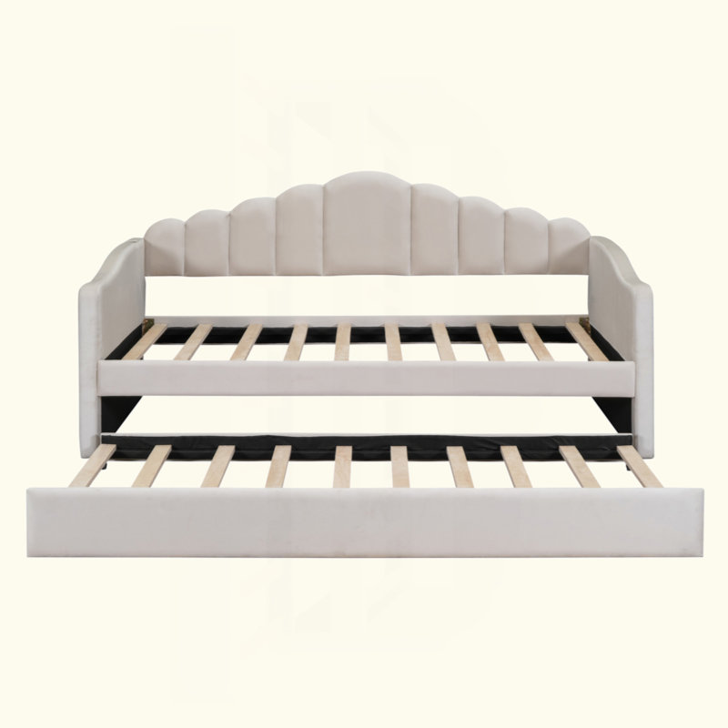 Lit de jour rembourré avec couchette, canapé-lit en velours avec ports USB, aucun sommier nécessaire