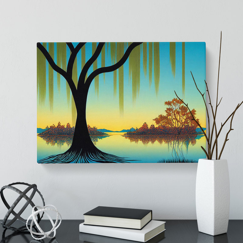 Exquisite Weeping Willow Tree - Wrapped Canvas, 50cm H x 76cm W x 3cm D