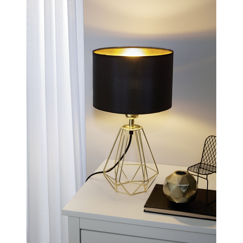 Azaria Metal Table Lamp, Brass Base/Black-Golden Shade