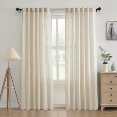 Janie Rod Pocket Semi-Sheer Curtain Panel Pair