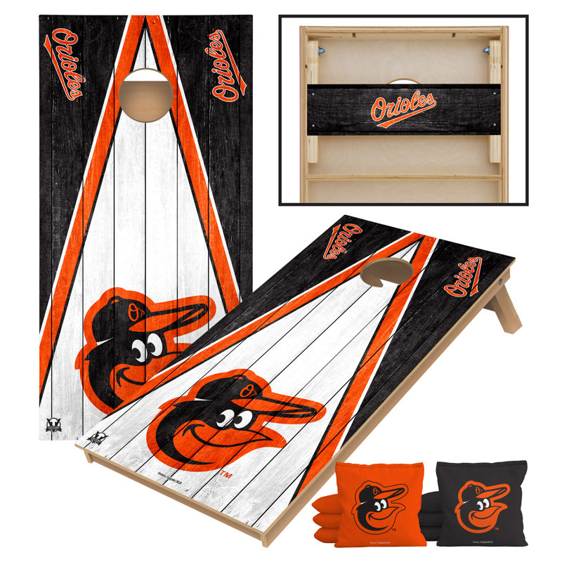 Victory Tailgate Atlanta Braves | Ensemble de jeu de cornets 2 x 4, Orioles de Baltimore, Noir / orange / blanc