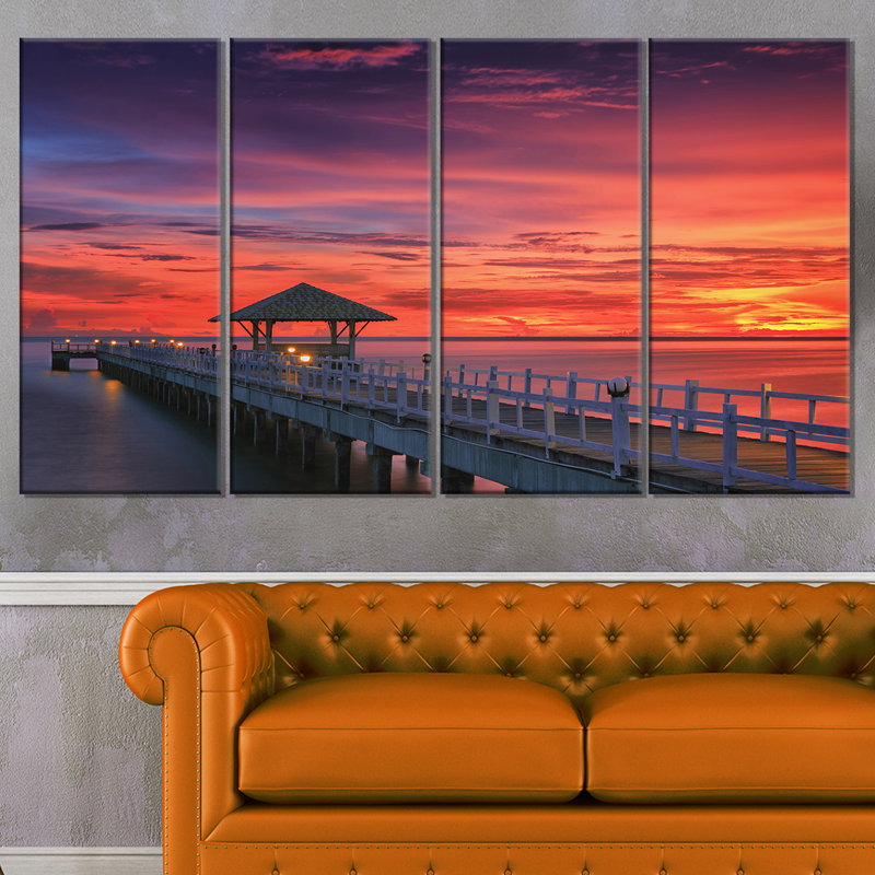 « long bridge » et « sky », ensemble de 4 reproductions d’art sur toiles