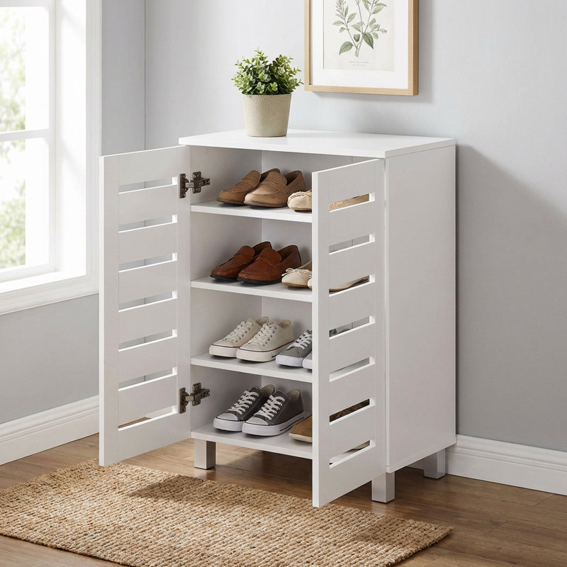 Euston 10 Pair Shoe Storage Cabinet, White