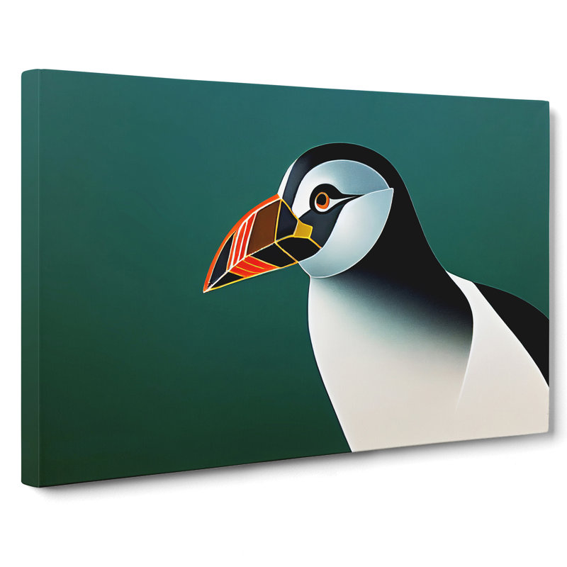 Exceptional Puffin Bird - Wrapped Canvas, 35cm H x 50cm W x 3cm D