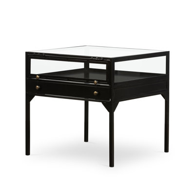 Bayline Glass Top End Table with Storage