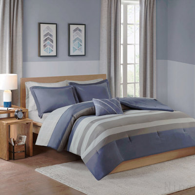 Twin Striped Comforter Set with Bed Sheets