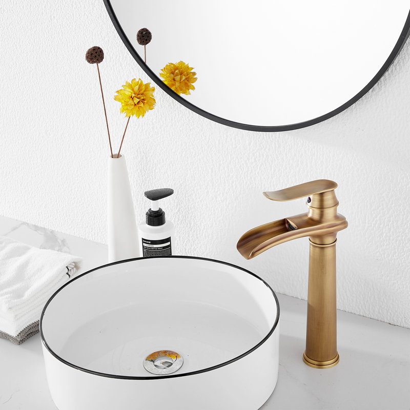 Single-handle Bathroom Faucet with Drain Assembly, Antique Brass