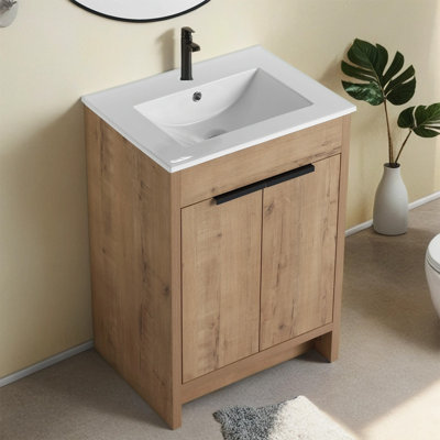 24'' Single Bathroom Vanity with Ceramic Top