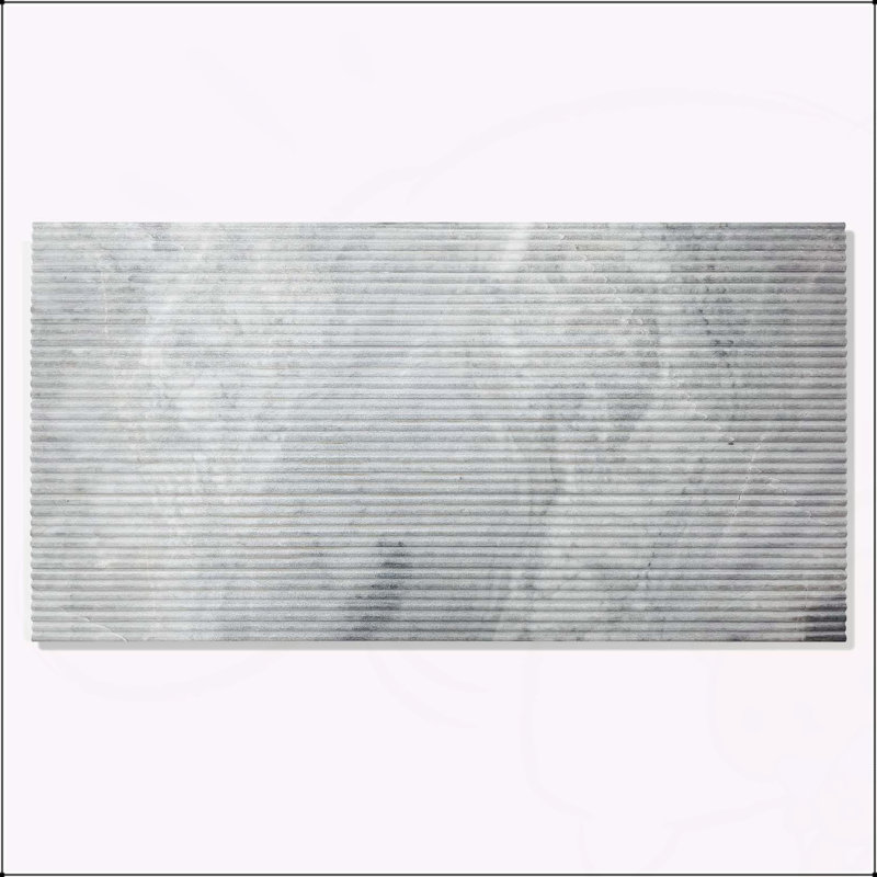 Marbre de Carrare 12 * 24, marbre gris, marbre naturel, pour le mur, fini texturé ol, marbre cannelé 3D, pierre naturelle, 1 boîte de 4 pièces