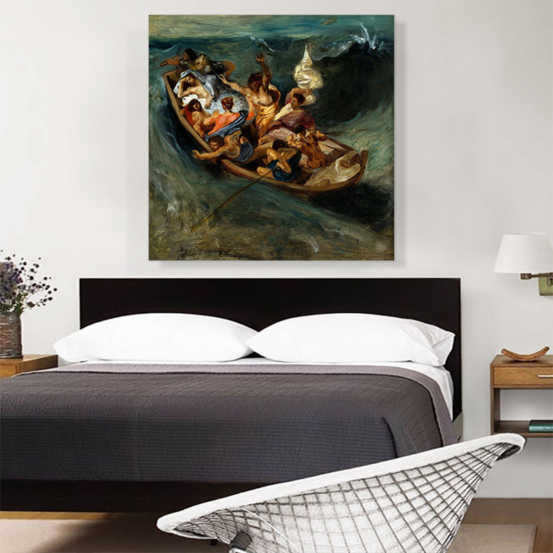 Christ sur la mer de Galilée 1841 par Eugene Delacroix - peinture sur toile tendue, H 36 po x l 36 po x 1,5 po