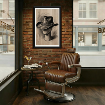 Fashion Cowboy Hat On Wooden Mannequin Sketch
