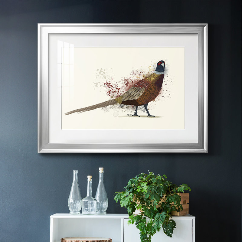 Pheasant Splash 2, reproduction d'art encadrée, Argent, H 27 po x l 39 po x P 1,5 po