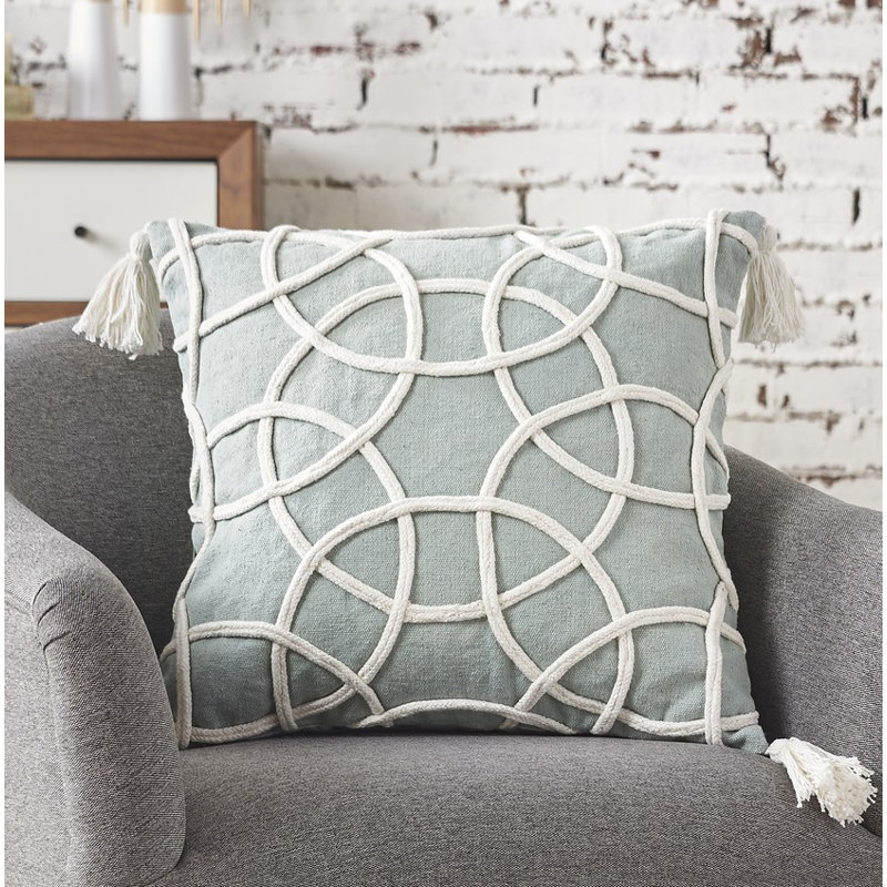 Lily Geometric Throw Pillow, Seaglass