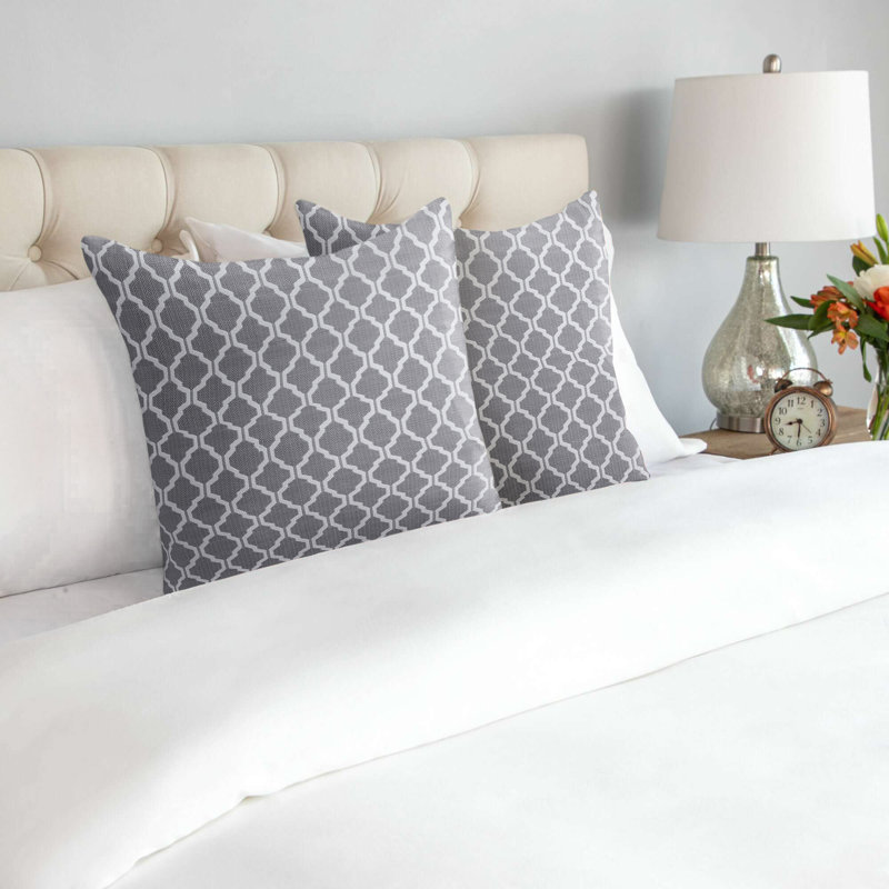 Dareece Geometric Square Throw Cushion, Silver/White