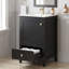 Meuble-lavabo autoportant de 51 cm (20 po) en MDF noir avec lavabo simple, porte à fermeture amortie et tiroir de rangement-558216881
