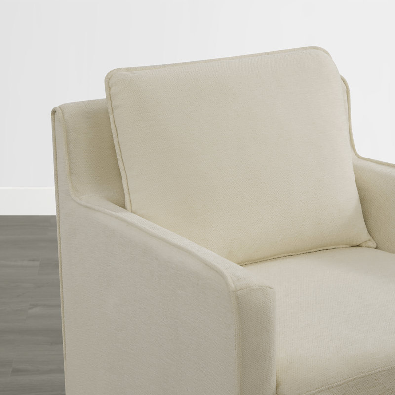 360° Swivel Glide Armchair With Washable Slipcover And Reversible Cushions, Cream