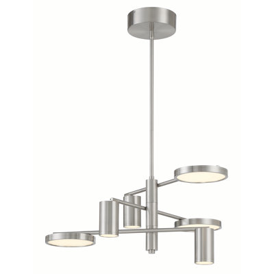 6 - Light Dimmable LED Modern Linear Chandelier