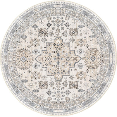 Medallion Non Slip Washable Rug(Beige)