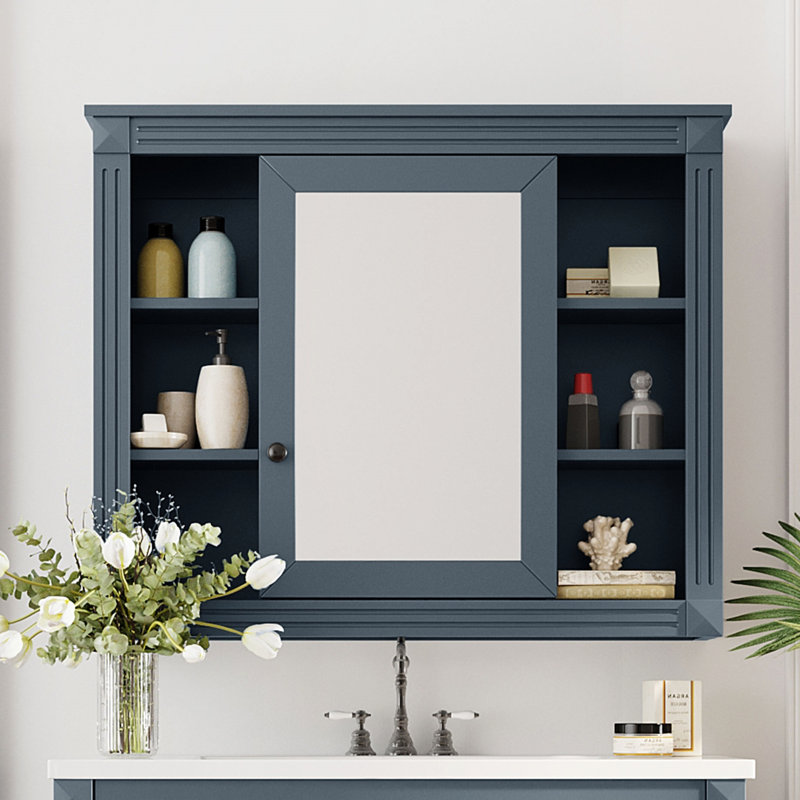 Armoire murale de salle de bain 35 po x 28 po - Design moderne, construction, miroir de rangement dissimulé 28 po, tablettes spacieuses, tableau, fixation