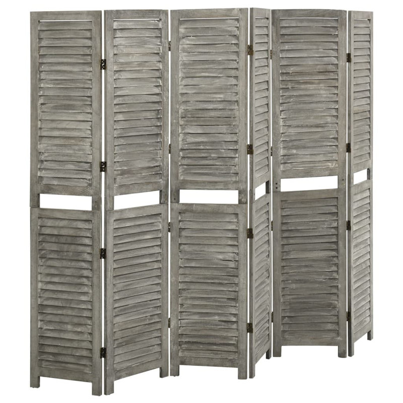 Gracie Oaks Room Divider Solid Wood, 6, Grey
