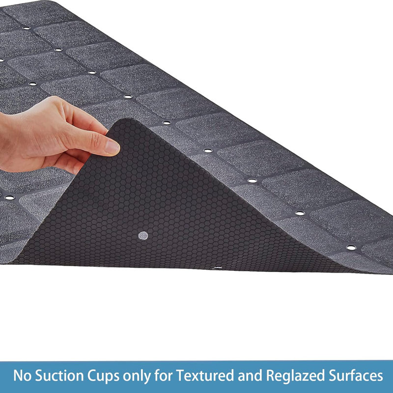 Tapis de baignoire pliable en silicone noir 35,8 po x 17,7 po