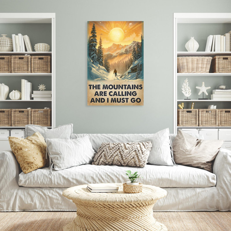 «Skiing The Mountains Are Calling On», impression sur toile, H 36 po x l 24 po x P 1,25 po