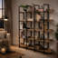 Bibliothèque industrielle vintage à 5 niveaux, étagères ouvertes en MDF avec structure métallique pour le rangement à domicile ou au bureau