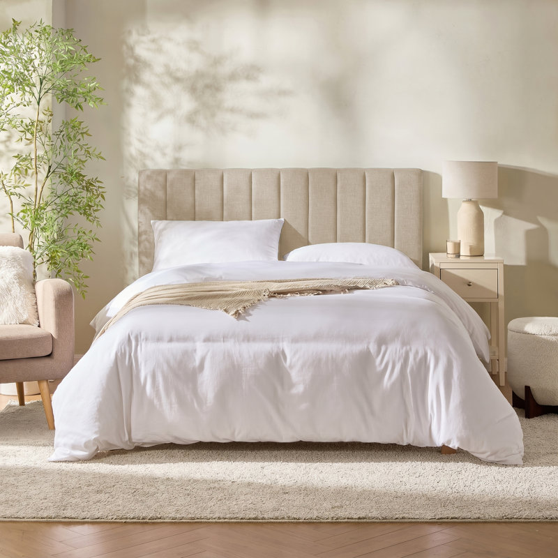 Chastelyne Upholstered Easy Assemble Wall Mounted Headboard, Beige, King