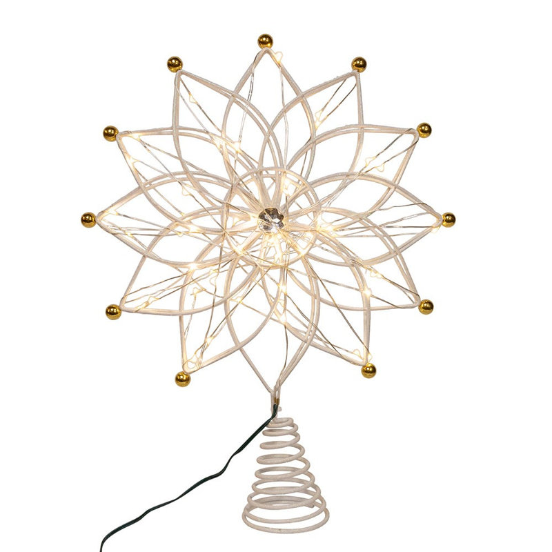 Décoration pour sommet de sapin en forme d'étoile à 14 lumières DEL blanc chaud 14,5 pouces Kurt Adler
