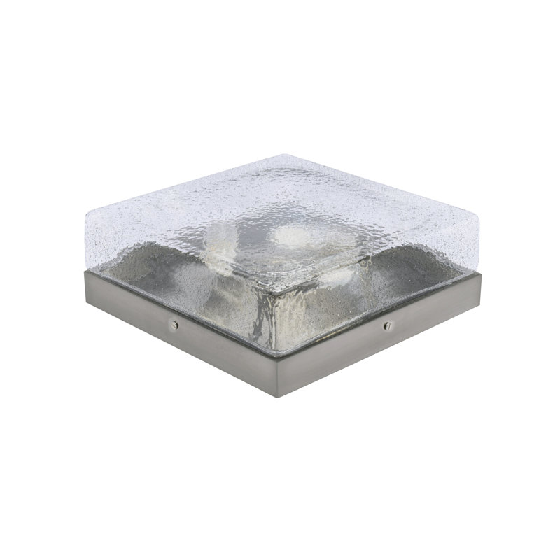 12" Flush Mount, 3-Bulbs, Shown With Glass, Brushed Nickel, Clear