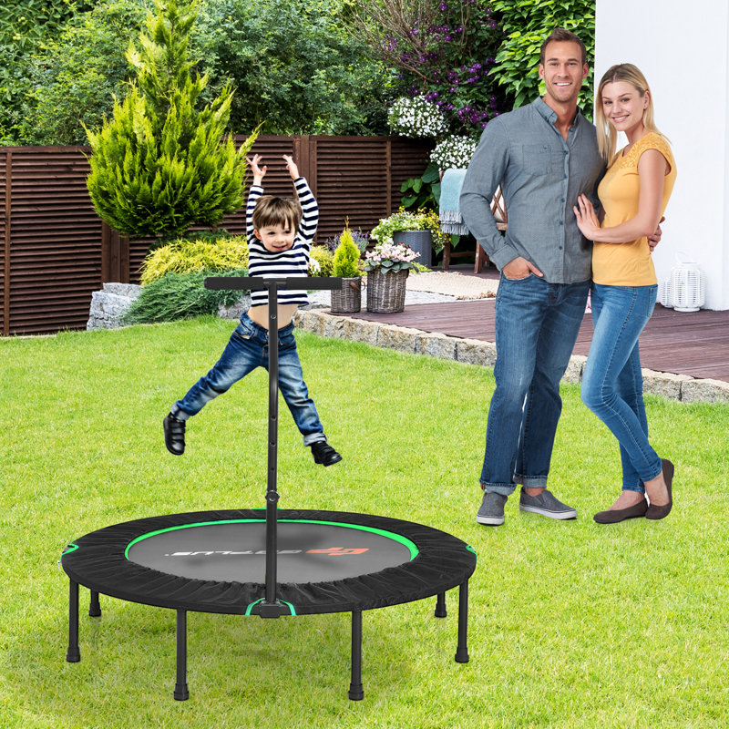 Costway 120cm Round Fitness Trampoline with Handlebar
