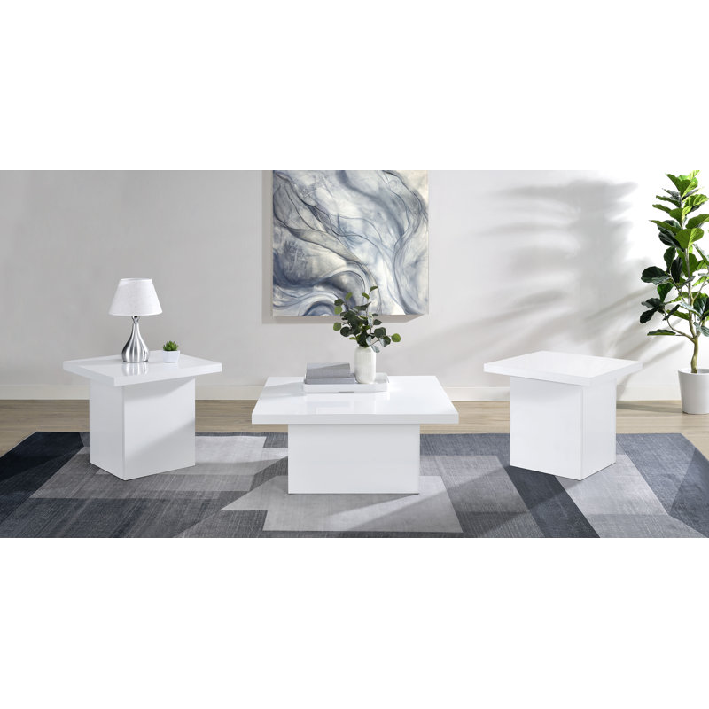 Shuttleworth 3-Piece Square Coffee And End Table Set Mango, Mango, 3 Pieces: Coffee Table, 2 End Tables