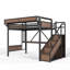Lit mezzanine en métal pleine grandeur avec glissière et escalier de rangement pour enfants Titan-133276934