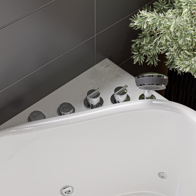 57.13'' x 29.88'' Acrylic Bathtub with Faucet, Right