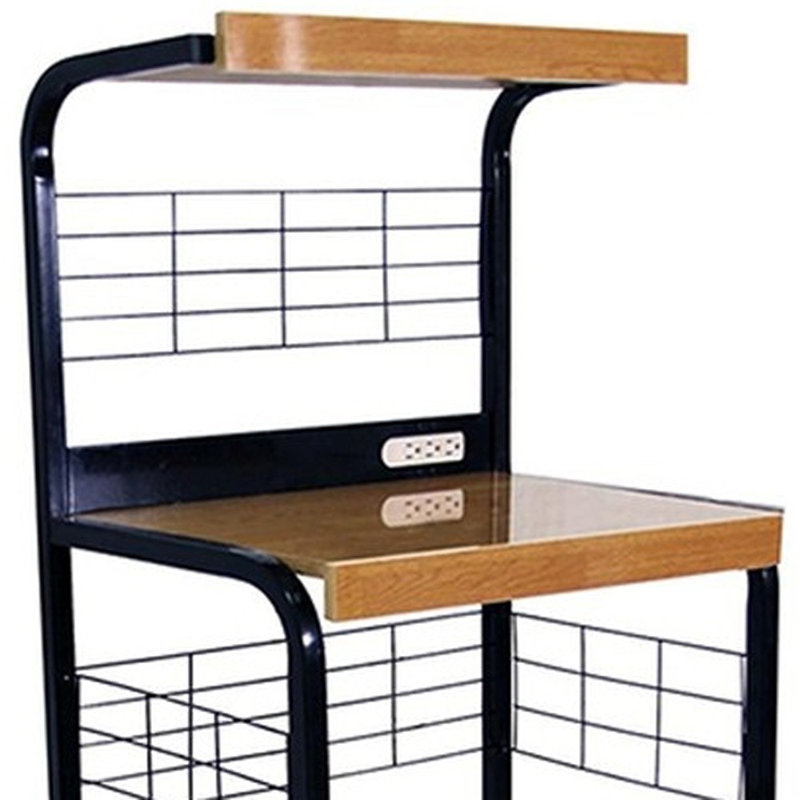 Chariot de cuisine 59,5 "à 3 niveaux pour micro-ondes, Noir/noyer