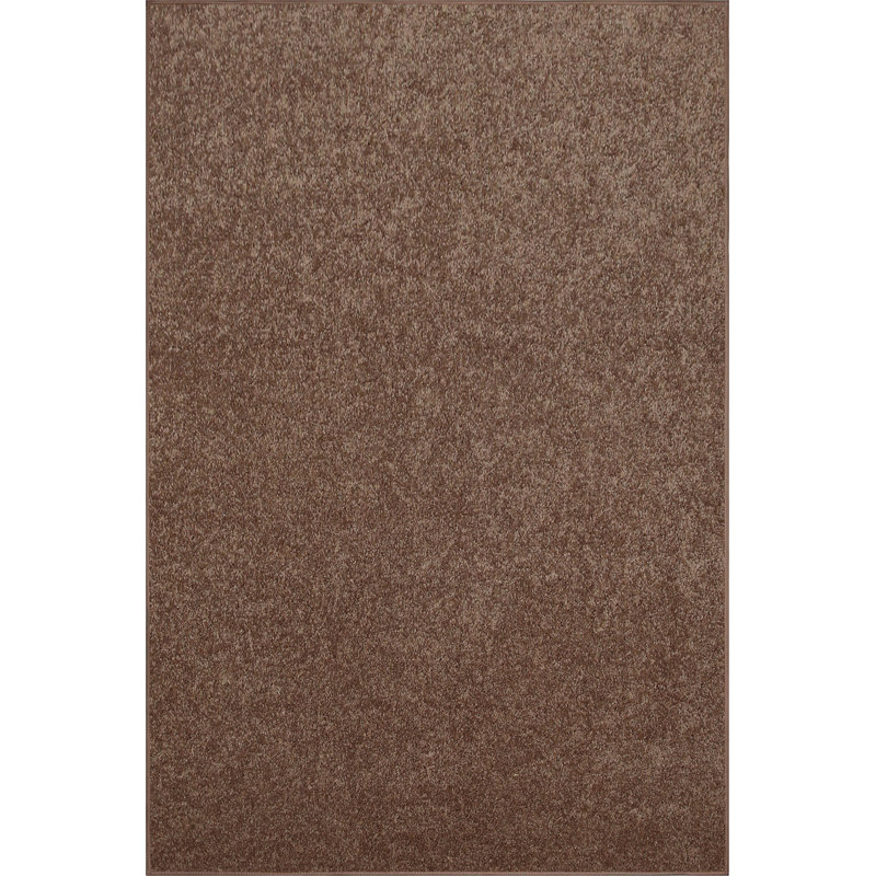 Antto Solid Low-Pile Brown Rug, Rectangle 5' x 8'