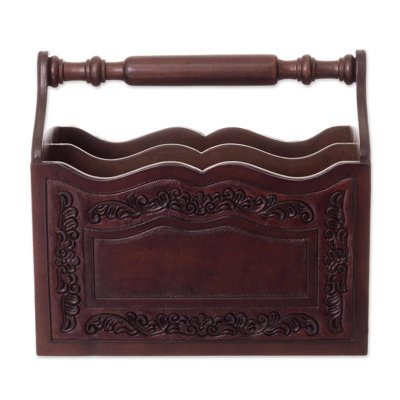 Porte-revues en cuir et en bois Sheena colonial Reader