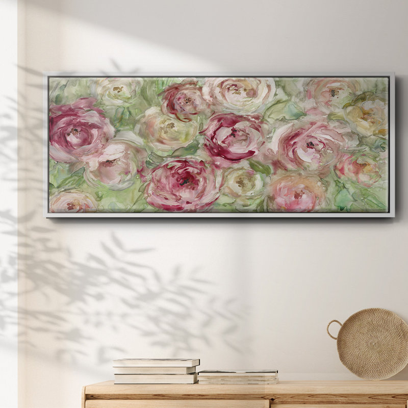 Rose grimpante - toile encadrée, H 20 po x l 50 po
