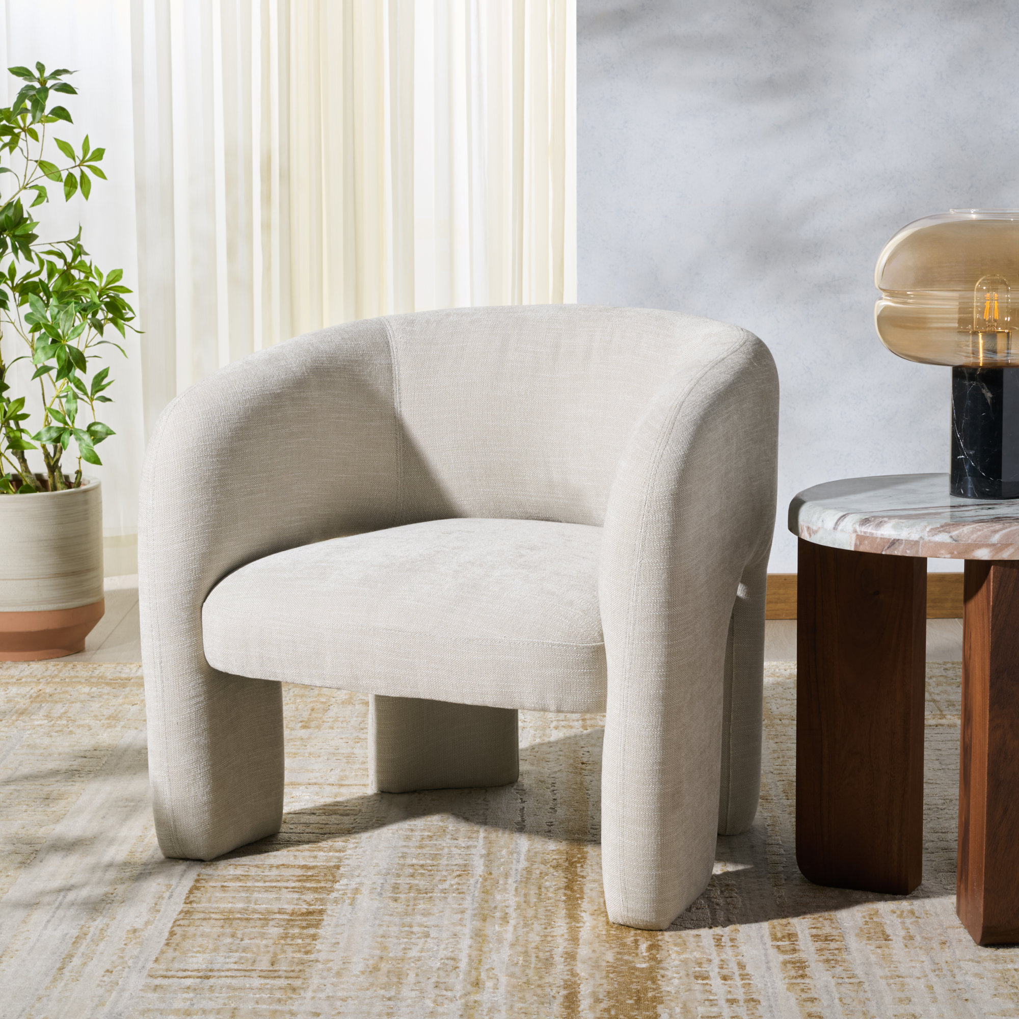 Tamlyn Performance Fabric Accent Chair, Beige