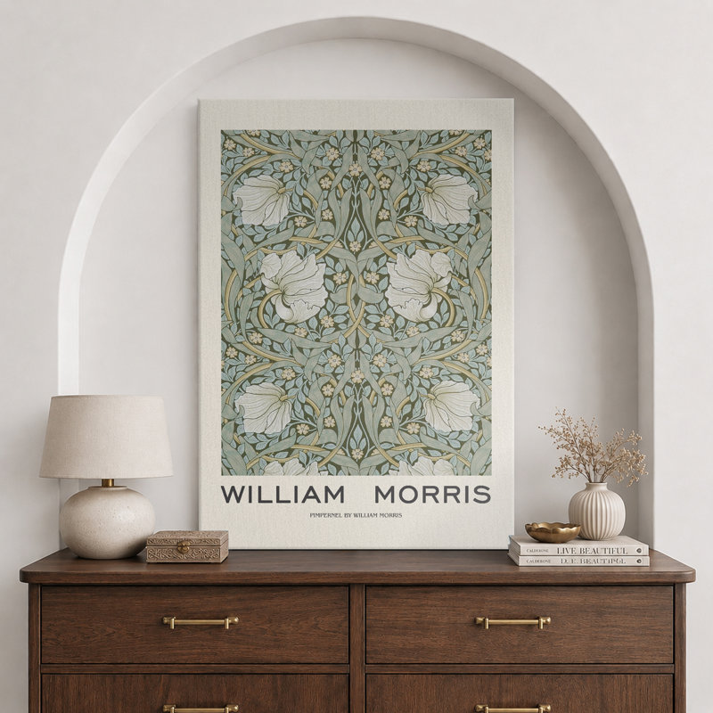 «Classic Pimpernel Flower Abstract Floral and Botanical» par William Morris, reproduction d'art sur toile encadrée