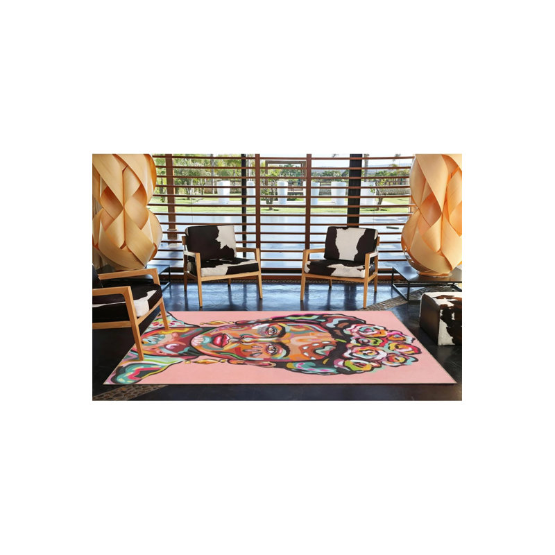 Tapis rose tissé pour femme, Tapis de couloir 2 pi 6 po x 9 pi 11 po