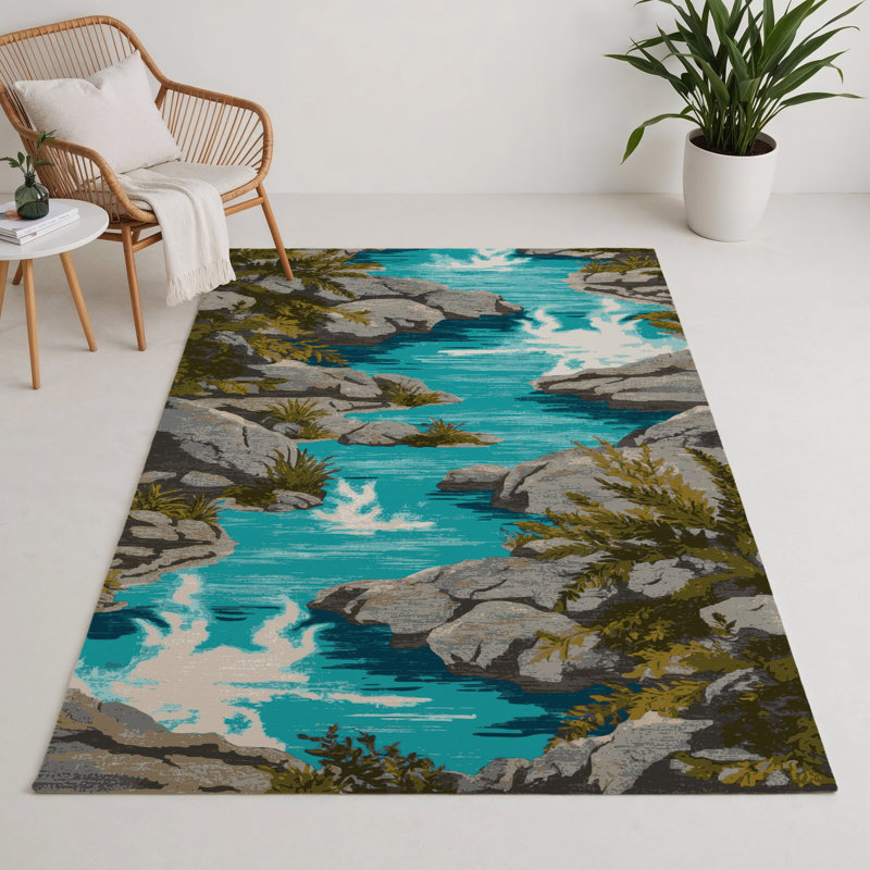 Tapis intérieur et extérieur gris Nature, Rectangulaire 3 pi x 5 pi
