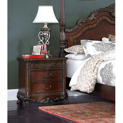 Élégante table de chevet 1 pièce à 3 tiroirs avec meubles de chambre à coucher traditionnels