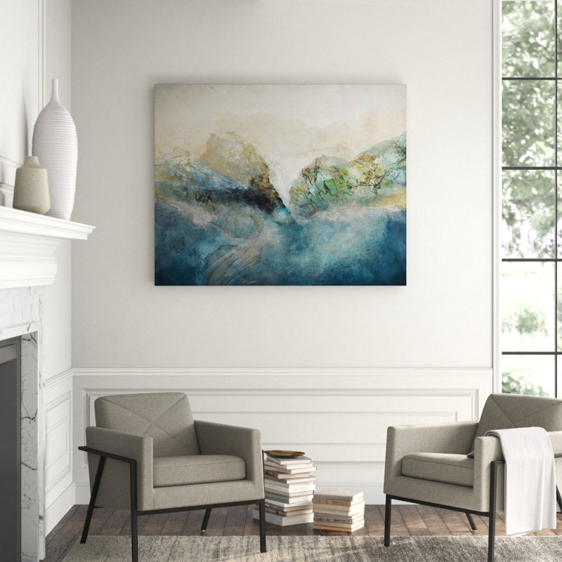 Traversed Vision Painting by Jennifer Hollack Raboin, Gold Frame Canvas, 48" H x 60" W x 2.25" D