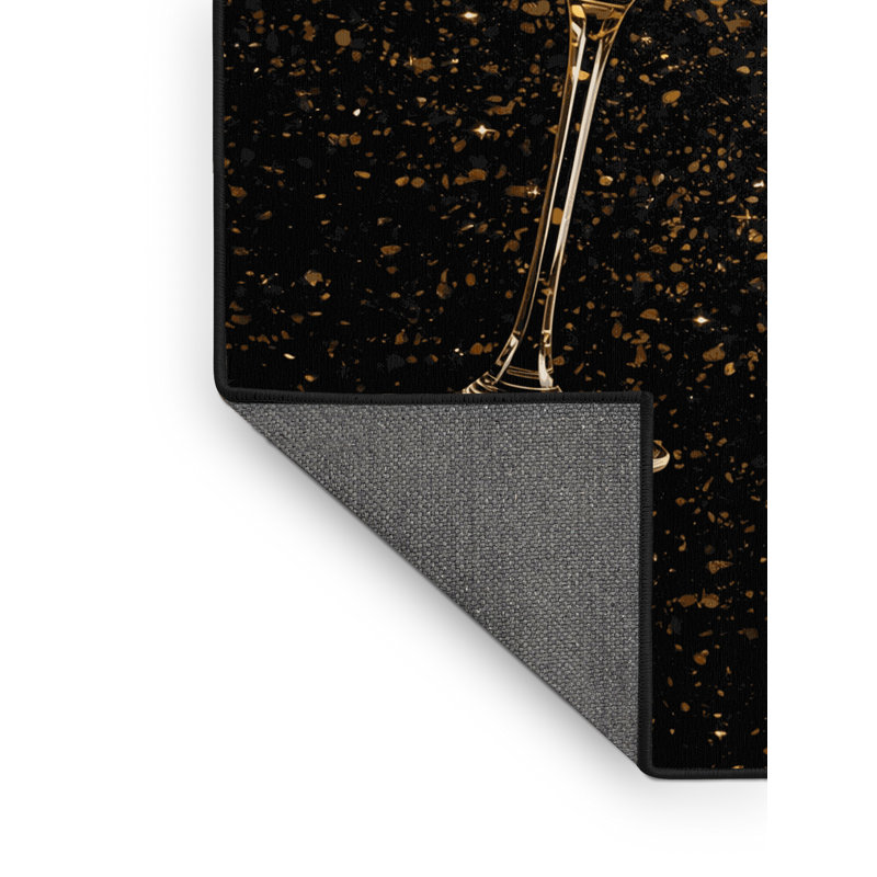 Soft Plush Feinberg New Years Modern & Contemporary Abstract Area Rug in Black – Black Binding, 4x6